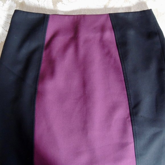 Halogen Purple & Black Color Block Pencil Skirt 6 *fits M - Picture 4 of 9